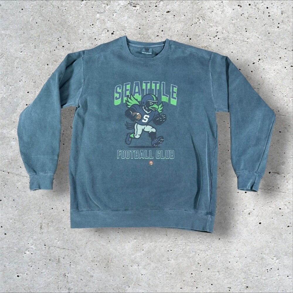Seattle Seahawks Football Club Crewneck Sweatshirt Mens Large L Green